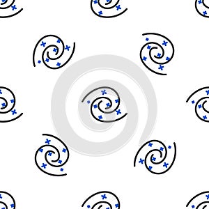 Line Black hole icon isolated seamless pattern on white background. Space hole. Collapsar. Colorful outline concept