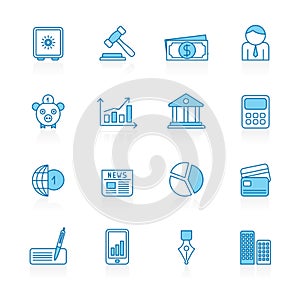 Line with blue background Business, Banking and Finance Icons