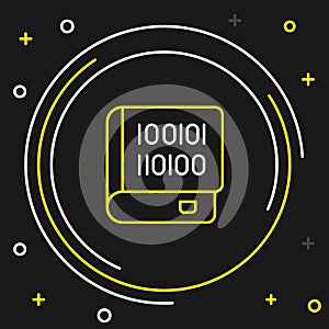 Line Books about programming icon isolated on black background. Programming language concept. PHP, CSS, XML, HTML