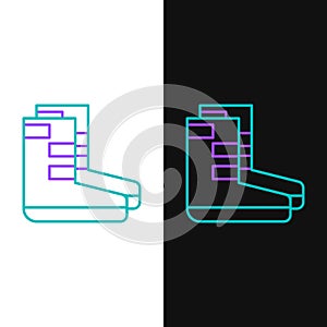 Line Boots icon isolated on white and black background. Diving underwater equipment. Colorful outline concept. Vector