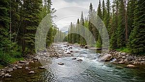 line both sides of the river enhancing the lush verdant landscape