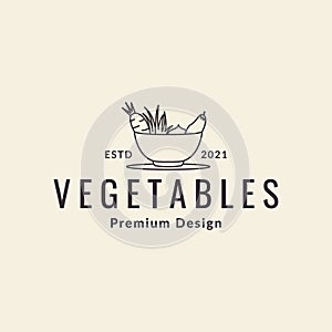 Line bowl with vegetables set logo design vector graphic symbol icon illustration creative idea