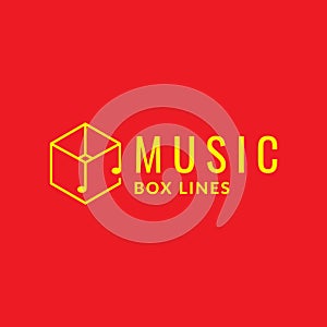 Line box with note music logo design vector graphic symbol icon sign illustration creative idea