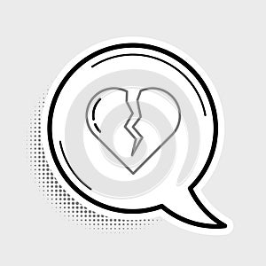 Line Broken heart or divorce icon isolated on grey background. Love symbol. Valentines day. Colorful outline concept