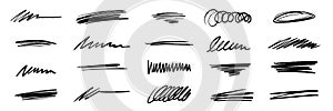 Line brush marker, pen, pencil stroke vector. Line brush marker scribble sketch underline. Hand drawn doodle pencil