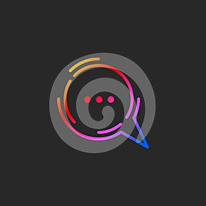 Line bubble icon, linear sms logo, outline chat symbol