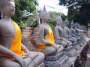 Line of buddha statue,ayutthaya, Thailand