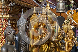 Line of Buddhas at Wat Phrathat Doi Suthep Chiang Mai Thailand