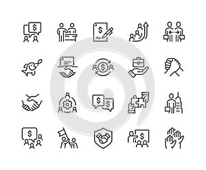 Line Business Cooperation Icons