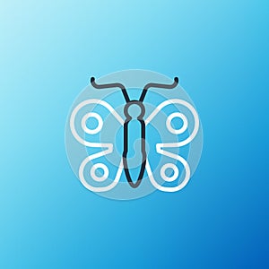 Line Butterfly icon isolated on blue background. Colorful outline concept. Vector