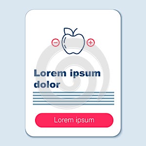 Line Calorie calculator icon isolated on isolated on grey background. Calorie count. Diet. Weight loss. Portion control