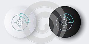 Line Car brake disk with caliper icon isolated on grey background. Colorful outline concept. Vector