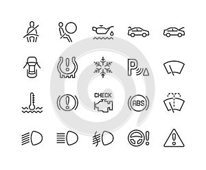 Line Car Dashboard Icons