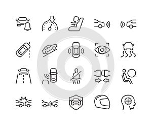 Line Car Safety Icons