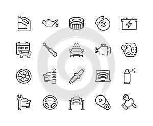 Line Car Service Icons