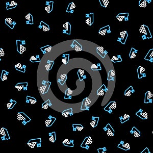 Line Cargo ship icon isolated seamless pattern on black background. Vector