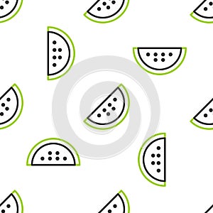 Line Casino slot machine with watermelon symbol icon isolated seamless pattern on white background. Gambling games