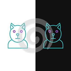 Line Cat icon isolated on white and black background. Animal symbol. Colorful outline concept. Vector