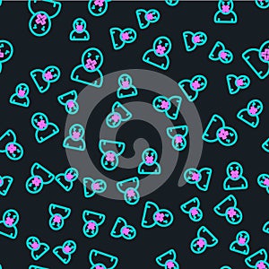 Line Censor and freedom of speech concept icon isolated seamless pattern on black background. Media prisoner and human