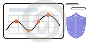 Data Analytics and Security Concept with Line Chart and Shield