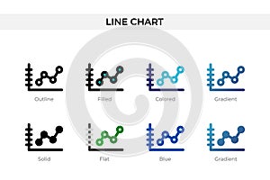 Line Chart icon in different style. Line Chart vector icons designed in outline, solid, colored, filled, gradient, and flat style