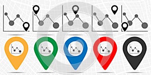 Line chart icon in location set. Simple glyph, flat illustration element of charts and diagrams theme icons