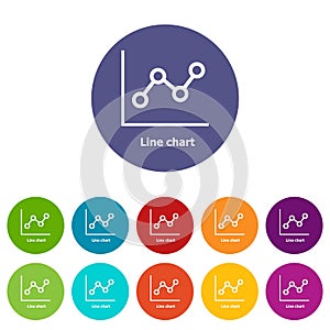 Line chart icons set vector color