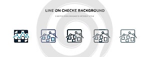 Line on checke background icon in different style vector illustration. two colored and black line on checke background vector