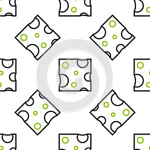 Line Cheese icon isolated seamless pattern on white background. Vector