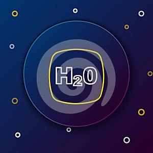 Line Chemical formula for water drops H2O shaped icon isolated on blue background. Colorful outline concept. Vector