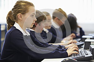 Line Of Children In School Computer Class