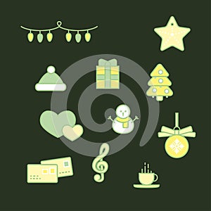 Line christmas icons, minimal style