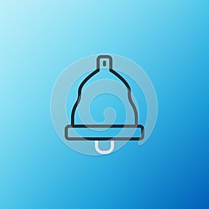 Line Church bell icon isolated on blue background. Alarm symbol, service bell, handbell sign, notification symbol