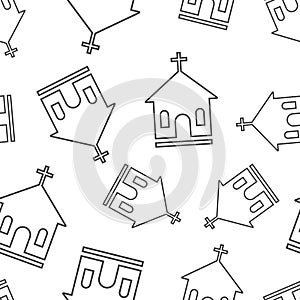 Line church sanctuary seamless pattern background. Business flat