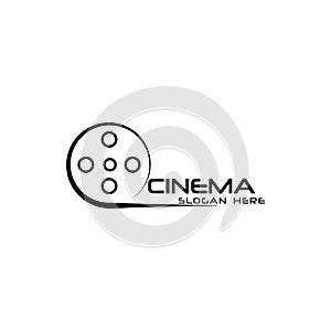 Line cinema logo design vector template