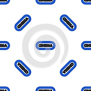 Line Cinema poster design template icon isolated seamless pattern on white background. Movie time concept banner design