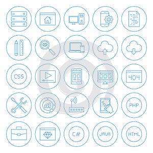 Line Circle Coding Icons