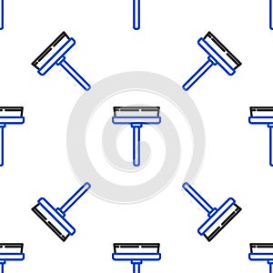 Line Cleaning service with of rubber cleaner for windows icon isolated seamless pattern on white background. Squeegee