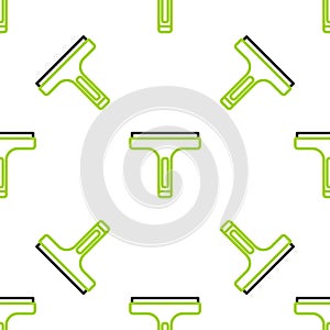 Line Cleaning service with of rubber cleaner for windows icon isolated seamless pattern on white background. Squeegee