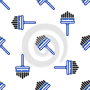 Line Cleaning service with of rubber cleaner for windows icon isolated seamless pattern on white background. Squeegee