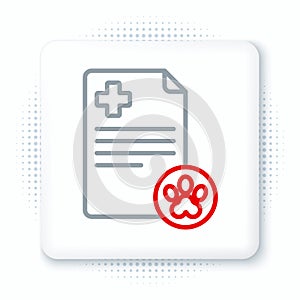 Line Clipboard with medical clinical record pet icon isolated on white background. Health insurance form. Medical check