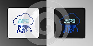 Line Cloud api interface icon isolated on grey background. Application programming interface API technology. Software