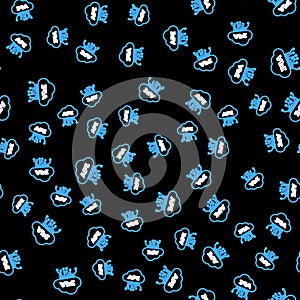 Line Cloud api interface icon isolated seamless pattern on black background. Application programming interface API