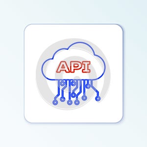 Line Cloud api interface icon isolated on white background. Application programming interface API technology. Software
