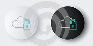 Line Cloud computing lock icon isolated on grey background. Security, safety, protection concept. Protection of personal