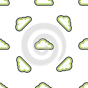 Line Cloud icon isolated seamless pattern on white background. Vector