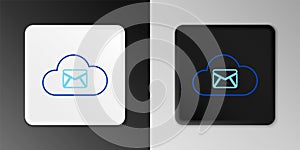 Line Cloud mail server icon isolated on grey background. Cloud server hosting for email. Online message service. Mailbox