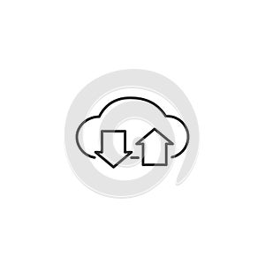 Line cloud upload and download icon on white background