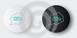 Line CO2 emissions in cloud icon isolated on grey background. Carbon dioxide formula symbol, smog pollution concept