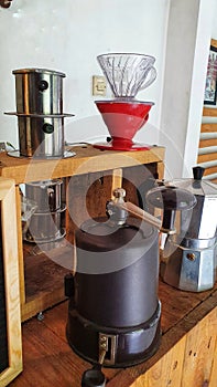 a line of coffee makers to produce delicious coffee